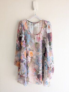 Nado Floral Wide Sleeve Tunic Dress
